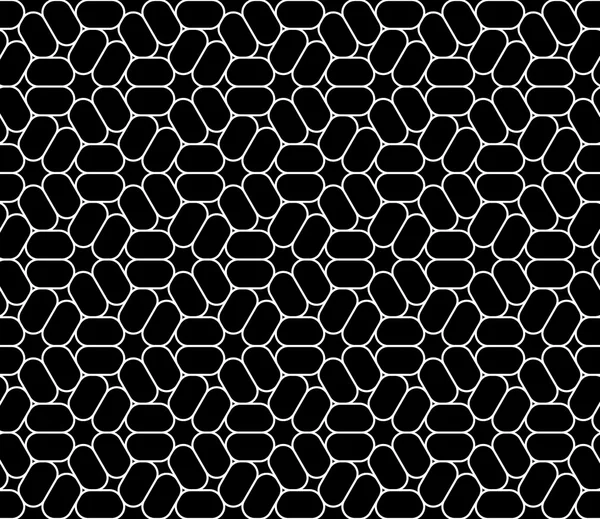 モダンなシームレスな神聖な幾何学パターン奇抜な黒と白の抽象的な幾何学的な背景、トレンディな印刷、白黒レトロな質感、流行に敏感なファッション ・ デザインをベクトルします。 — ストックベクタ