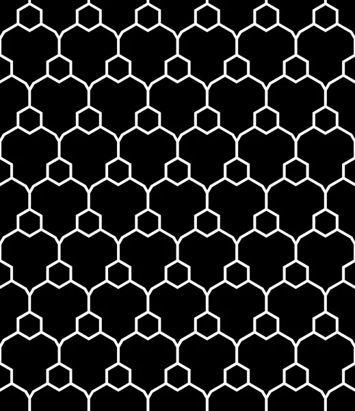 Vector moderne naadloze meetkunde patroon hex, zwart-witprinter abstracte geometrische achtergrond, kussen print, monochroom retro textuur, hipster modevormgeving — Stockvector