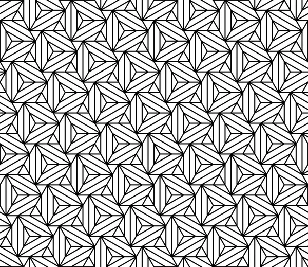 Vector modern seamless sacred geometry pattern triangles illusion, black and white abstract geometric background, trendy print, monochrome retro texture, hipster fashion design — Wektor stockowy