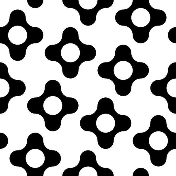 Motif géométrique vectoriel moderne sans couture fleur, fond géométrique abstrait noir et blanc, imprimé oreiller, texture rétro monochrome, design de mode hipster — Image vectorielle