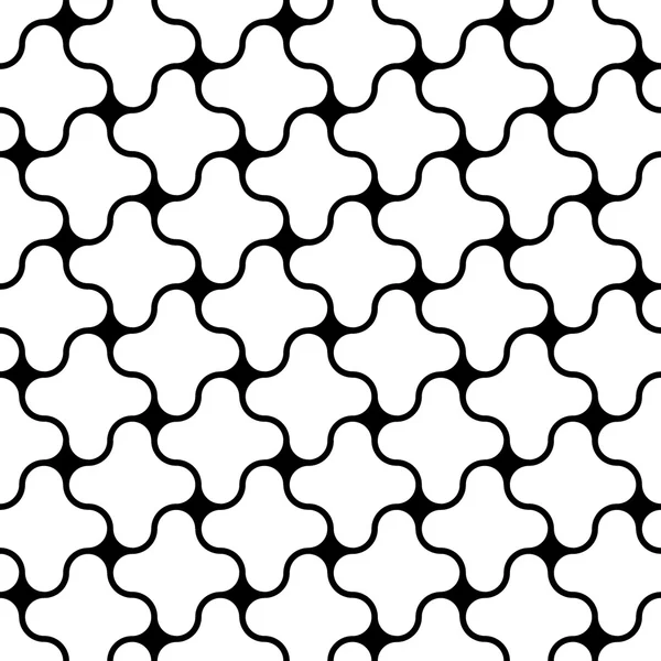 Vettoriale moderno modello geometria senza cuciture puzzle, sfondo geometrico astratto in bianco e nero, stampa cuscino, texture retrò monocromatica, design moda hipster — Vettoriale Stock