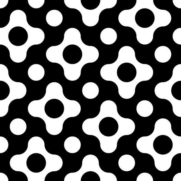 Motif géométrique moderne vectoriel sans couture floral, fond géométrique abstrait noir et blanc, imprimé oreiller, texture rétro monochrome, design de mode hipster — Image vectorielle