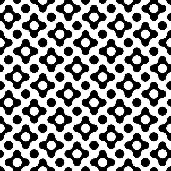 Motif géométrique moderne vectoriel sans couture floral, fond géométrique abstrait noir et blanc, imprimé oreiller, texture rétro monochrome, design de mode hipster — Image vectorielle