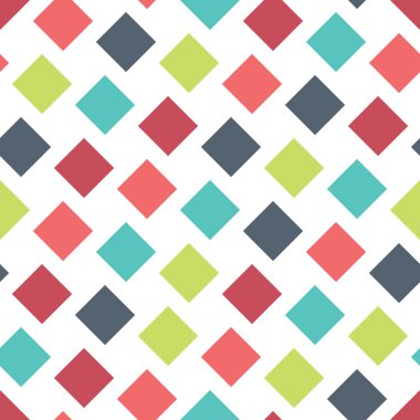 Vektör modern kesintisiz renkli geometri kare desen, renk soyut geometrik arka plan, çok renkli baskı, retro doku, hippi moda tasarım yastık