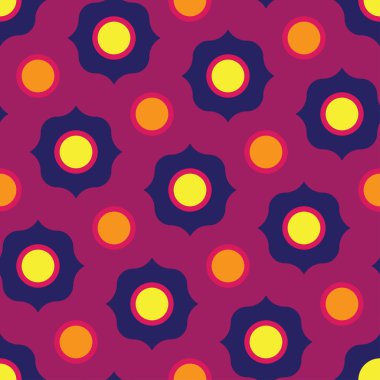 Vektör modern kesintisiz renkli geometri daire desen, renk soyut geometrik arka plan, çok renkli baskı, retro doku, hippi moda tasarım yastık