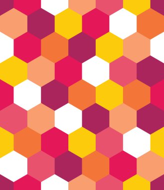 Vektör modern kesintisiz renkli geometri onaltılık desen, renk soyut geometrik arka plan, çok renkli baskı, retro doku, hippi moda tasarım yastık