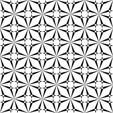 Vektör modern sorunsuz kutsal geometri desen çokgen, siyah ve beyaz soyut geometrik arka plan, yastık yazıcı, tek renkli retro doku, hippi moda tasarımı