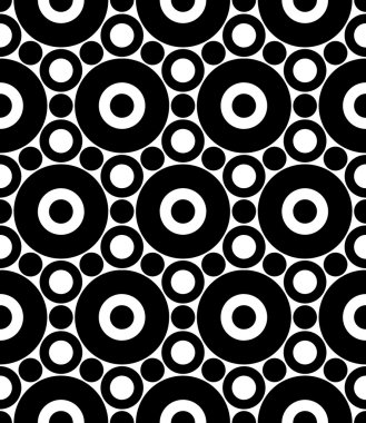 Vektör modern sorunsuz geometri desen daireler, siyah ve beyaz soyut geometrik arka plan, yastık yazıcı, tek renkli retro doku, hippi moda tasarımı