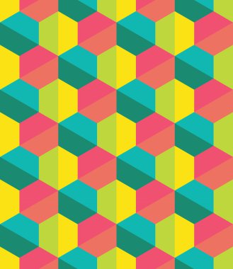 Vektör modern kesintisiz renkli geometri desen, renk soyut geometrik arka plan, çok renkli baskı, retro doku, hippi moda tasarım yastık
