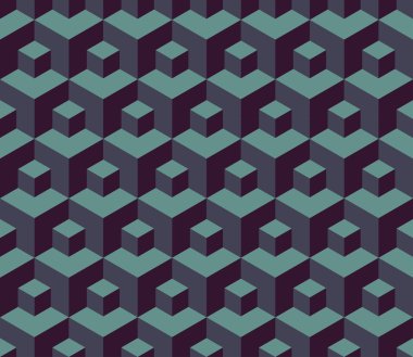 Vektör modern kesintisiz renkli geometri küp desen, renk soyut geometrik arka plan, çok renkli baskı, retro doku, hippi moda tasarım yastık