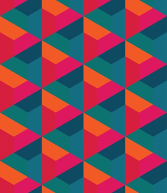 Vektör modern kesintisiz renkli geometri desen, renk soyut geometrik arka plan, çok renkli baskı, retro doku, hippi moda tasarım yastık