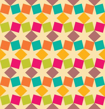 Vektör modern kesintisiz renkli geometri kare desen, renk soyut geometrik arka plan, çok renkli baskı, retro doku, hippi moda tasarım yastık