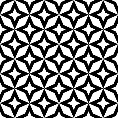 Vektör modern sorunsuz geometri desen star, siyah ve beyaz soyut geometrik arka plan, yastık yazıcı, tek renkli retro doku, hippi moda tasarımı