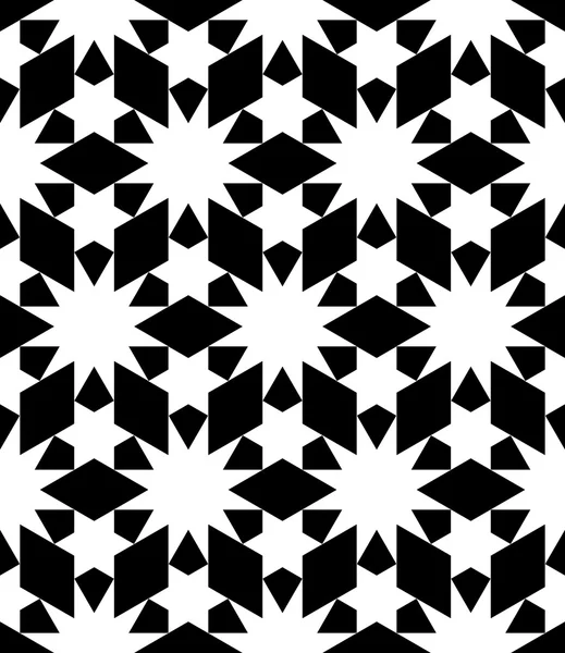 Векторная современная бесшовная сакральная геометрия узоров звезд, черно-белый абстрактный геометрический фон, печать подушек, монохромная ретро-текстура, дизайн хипстерской моды — стоковый вектор