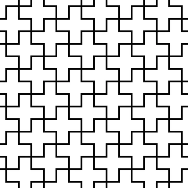 Vector modern seamless geometry pattern cross tiles, black and white abstract geometric background, pillow print, monochrome retro texture, hipster fashion design — Stockový vektor