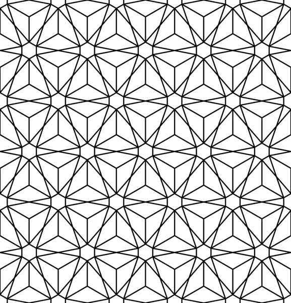 Vector moderno patrón de geometría sagrada inconsútil flor de la vida, fondo geométrico abstracto en blanco y negro, impresión de almohada, textura retro monocromática, diseño de moda hipster — Vector de stock