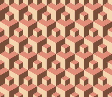 Vektör modern kesintisiz renkli geometri küp desen, renk soyut geometrik arka plan, çok renkli baskı, retro doku, hippi moda tasarım yastık