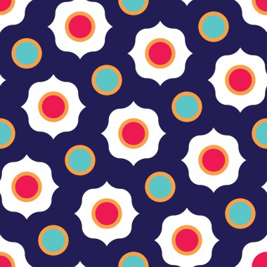 Vektör modern kesintisiz renkli geometri daire desen, renk soyut geometrik arka plan, çok renkli baskı, retro doku, hippi moda tasarım yastık