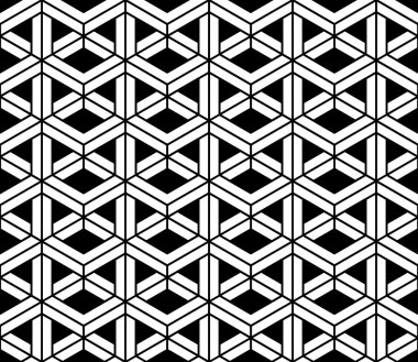 Vektör modern sorunsuz kutsal geometri desen 3d, siyah ve beyaz soyut geometrik arka plan, yastık yazıcı, tek renkli retro doku, hippi moda tasarımı