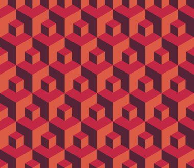 Vektör modern kesintisiz renkli geometri küp desen, renk soyut geometrik arka plan, çok renkli baskı, retro doku, hippi moda tasarım yastık