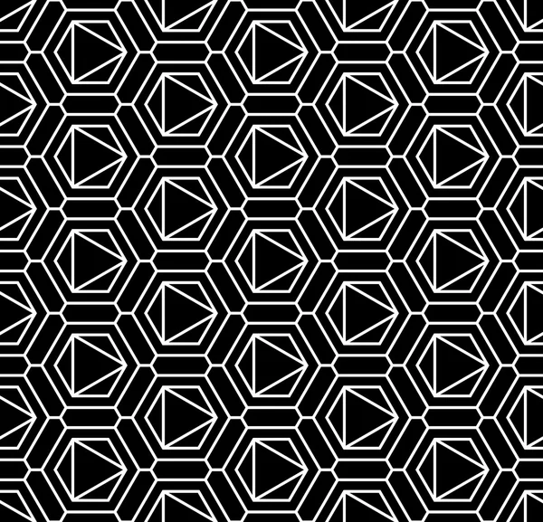 Padrão de geometria sagrada sem costura moderna vetorial, fundo geométrico abstrato preto e branco, impressão de travesseiro, textura retro monocromática, design de moda hipster —  Vetores de Stock