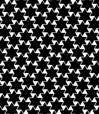 Vektör modern sorunsuz geometri desen yıldız, siyah ve beyaz soyut geometrik arka plan, yastık yazıcı, tek renkli retro doku, hippi moda tasarımı