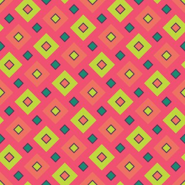 Vektör modern kesintisiz renkli geometri kare desen, renk soyut geometrik arka plan, çok renkli baskı, retro doku, hippi moda tasarım yastık