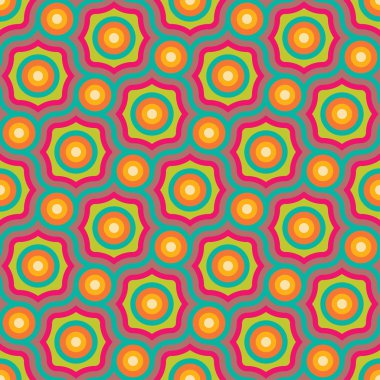 Vektör modern kesintisiz renkli geometri desen, renk soyut geometrik arka plan, çok renkli baskı, retro doku, hippi moda tasarım yastık