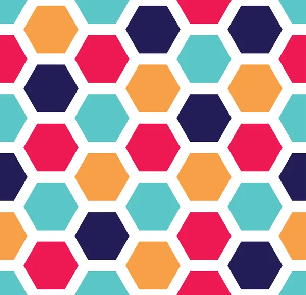 Moderne naadloze kleurrijke meetkunde zeshoek patroon vector, abstracte geometrische achtergrond kleur, veelkleurige print, retro textuur, hipster modevormgeving hoofdkussen — Stockvector