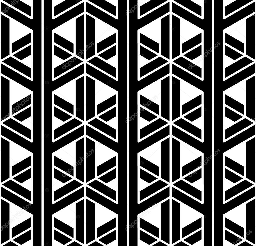 Vector modern seamless sacred geometry pattern 3d, black and white abstract geometric background, pillow print, monochrome retro texture, hipster fashion design