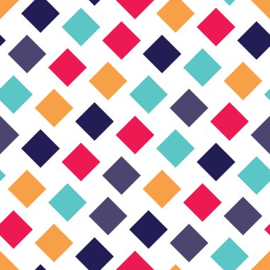 Vektör modern kesintisiz renkli geometri kare desen, renk soyut geometrik arka plan, çok renkli baskı, retro doku, hippi moda tasarım yastık