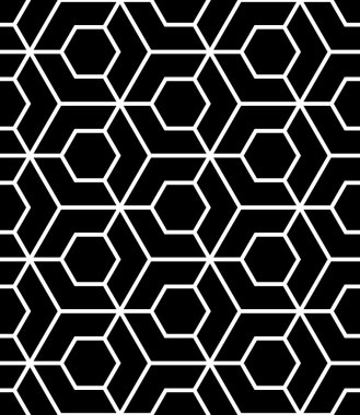 Vektör modern sorunsuz kutsal geometri model, siyah ve beyaz soyut geometrik arka plan, yastık yazıcı, tek renkli retro doku, hippi moda tasarımı