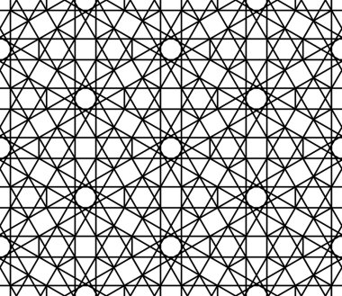 Vektör modern sorunsuz kutsal geometri desen yıldız, siyah ve beyaz soyut geometrik arka plan, yastık yazıcı, tek renkli retro doku, hippi moda tasarımı