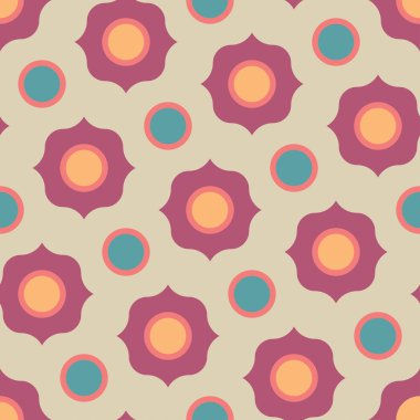 Vektör modern kesintisiz renkli geometri daire desen, renk soyut geometrik arka plan, çok renkli baskı, retro doku, hippi moda tasarım yastık