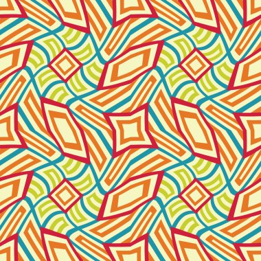 Vektör modern kesintisiz renkli geometri desen trippy, renk soyut geometrik arka plan, çok renkli baskı, retro doku, hippi moda tasarım yastık