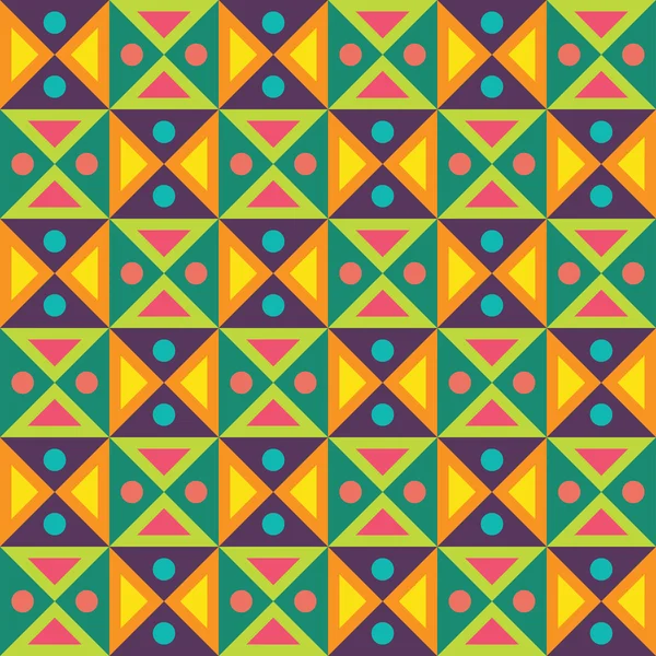 Vektor moderne nahtlose bunte Geometrie Dreiecke Punktemuster, Farbe abstrakten geometrischen Hintergrund, Kissen mehrfarbigen Druck, Retro-Textur, Hipster-Mode-Design — Stockvektor
