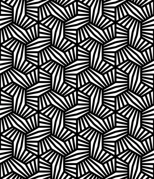 Векторный современный бесшовный геометрический узор шестиугольные линии, черно-белый абстрактный геометрический фон, печать подушек, монохромная ретро-текстура, дизайн хипстерской моды — стоковый вектор
