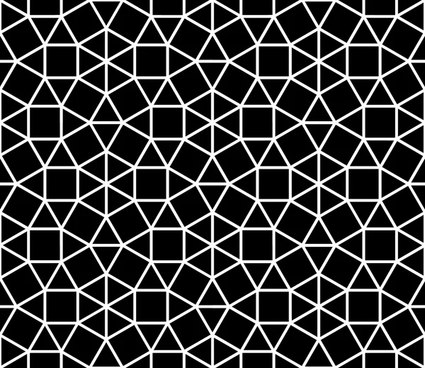 Vector moderno patrón de geometría sagrada inconsútil mosaico, fondo geométrico abstracto en blanco y negro, impresión de almohada, monocromo textura retro, diseño de moda hipster — Vector de stock