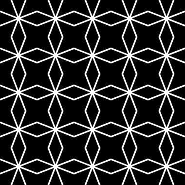 Vektör modern sorunsuz geometri desen star, siyah ve beyaz soyut geometrik arka plan, yastık yazıcı, tek renkli retro doku, hippi moda tasarımı