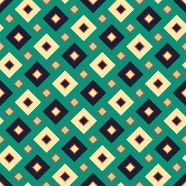 Vektör modern kesintisiz renkli geometri kare desen, renk soyut geometrik arka plan, çok renkli baskı, retro doku, hippi moda tasarım yastık