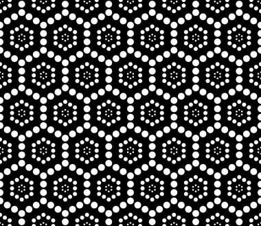 Vektör modern sorunsuz geometri desen altıgen, siyah ve beyaz soyut geometrik arka plan, yastık yazıcı, tek renkli retro doku, hippi moda tasarımı