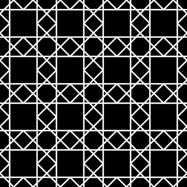 Vektör modern sorunsuz geometri desen ızgara, siyah ve beyaz soyut geometrik arka plan, yastık yazıcı, tek renkli retro doku, hippi moda tasarımı