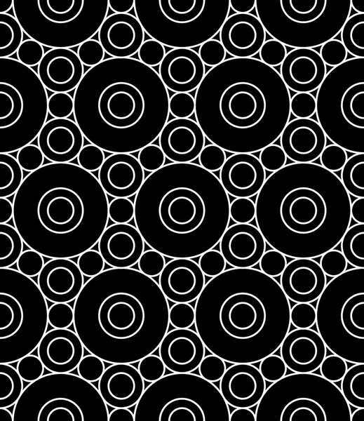 Vector modernos círculos de geometría sin costura patrón, fondo geométrico abstracto en blanco y negro, impresión de almohada, monocromo textura retro, diseño de moda hipster — Vector de stock