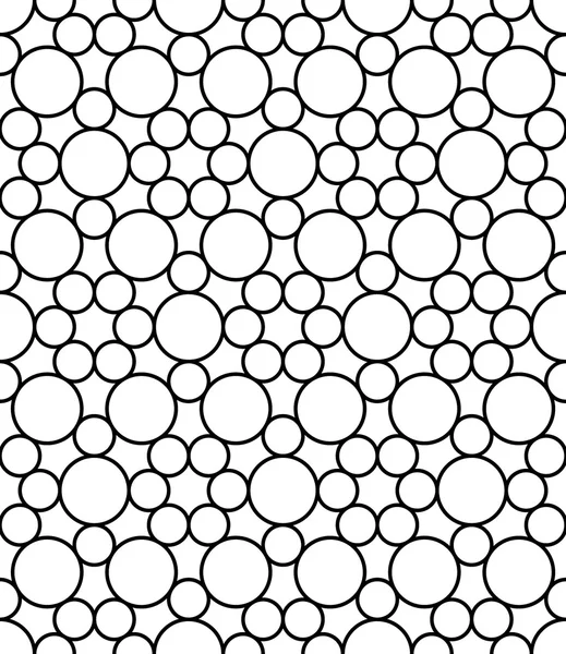 Vector moderno sin costuras círculos patrón de geometría sagrada, fondo geométrico abstracto en blanco y negro, impresión de almohada, monocromo textura retro, diseño de moda hipster — Vector de stock