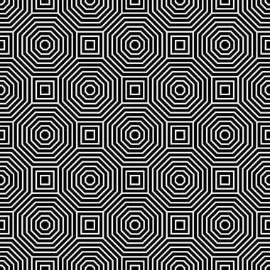 Vektör modern sorunsuz geometri model, siyah ve beyaz soyut geometrik arka plan, yastık yazıcı, tek renkli retro doku, hippi moda tasarımı
