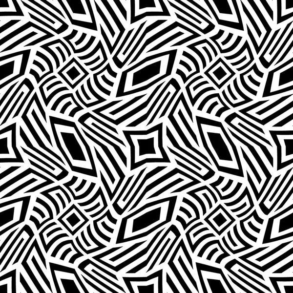 Motif géométrique moderne vectoriel sans couture trippy, fond géométrique abstrait noir et blanc, impression oreiller, texture rétro monochrome, design de mode hipster — Image vectorielle