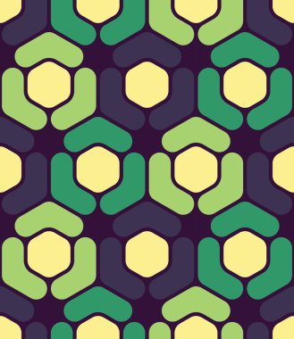 Vektör modern kesintisiz renkli geometri altıgen desen, renk soyut geometrik arka plan, çok renkli baskı, retro doku, hippi moda tasarım yastık