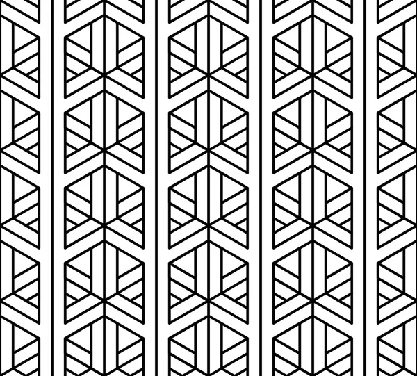 Векторный современный бесшовный сакральный геометрический узор 3d, черно-белый абстрактный геометрический фон, печать подушек, монохромная ретро текстура, дизайн хипстерской моды — стоковый вектор