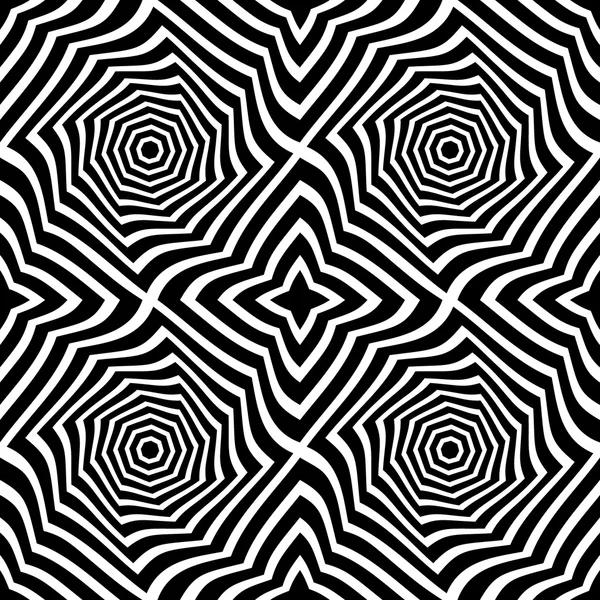 Vector moderno patrón de geometría inconsútil trippy, fondo geométrico abstracto en blanco y negro, impresión de almohada, textura retro monocromática, diseño de moda hipster — Archivo Imágenes Vectoriales