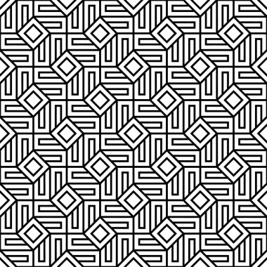 Vektör modern sorunsuz geometri model, siyah ve beyaz soyut geometrik arka plan, yastık yazıcı, tek renkli retro doku, hippi moda tasarımı